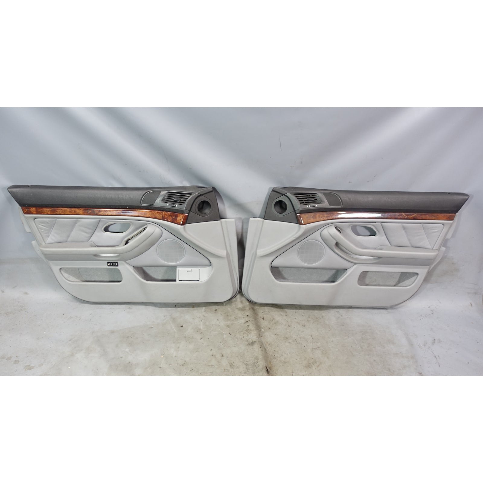 inv_037636.jpg 1997-2003 BMW E39 5-Series Factory Front Interior Door Panel Trim Skins Grey OEM - Image 1