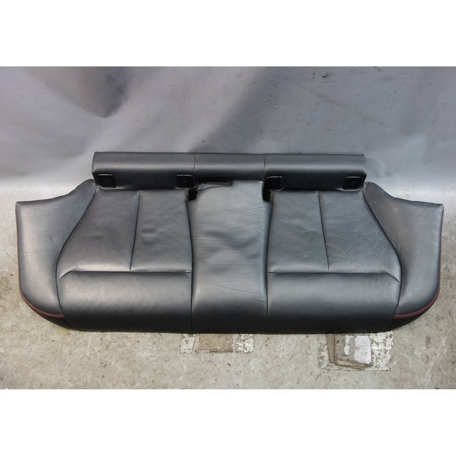inv_056999.jpg 12-16 BMW F30 F31 3-Series 4-Door Rear Seat Bottom Black Leather Red Accents OEM - Image 1